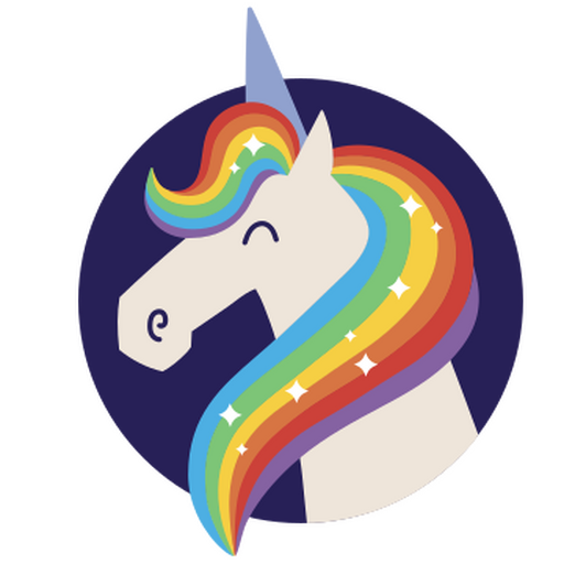 Unicornio arcoíris semiplano Diseño PNG