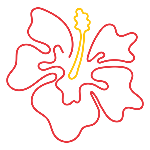 stroke red hawaiian flower PNG Design