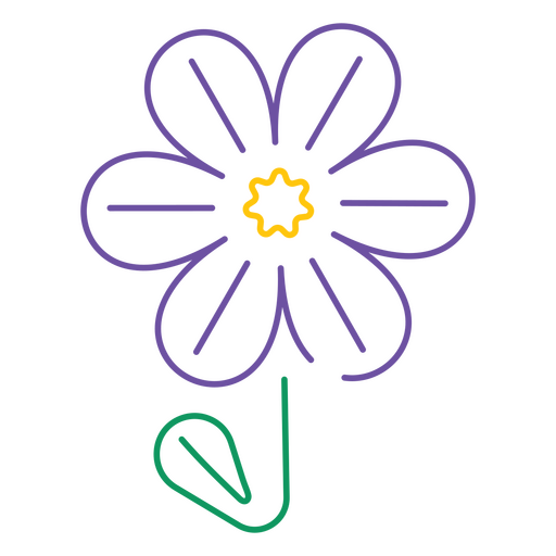 stroke purple daisy flower PNG Design