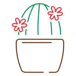 stroke cactus with red flowers PNG Design
