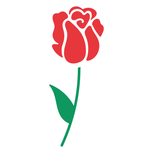 Cut out red rose with stem PNG Design