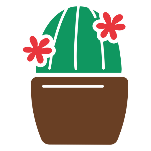 cut out little indoor cactus with red flowers PNG Design