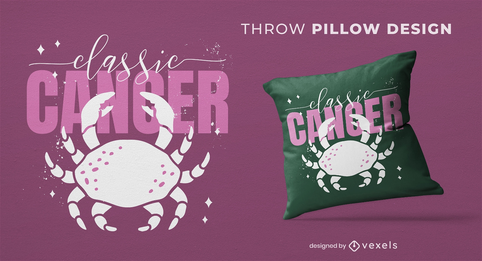 Cancer zodiac sign throw pillow design