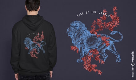 Diseño de camiseta dibujada a mano de animales salvajes de león