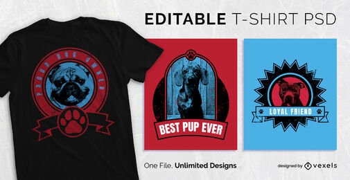 Photographs of dogs scalable t-shirt psd