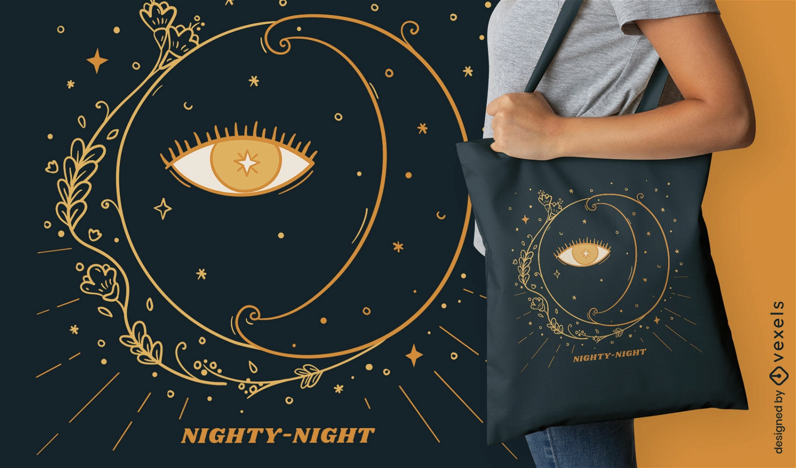 Design floral de bolsa de noite de lua