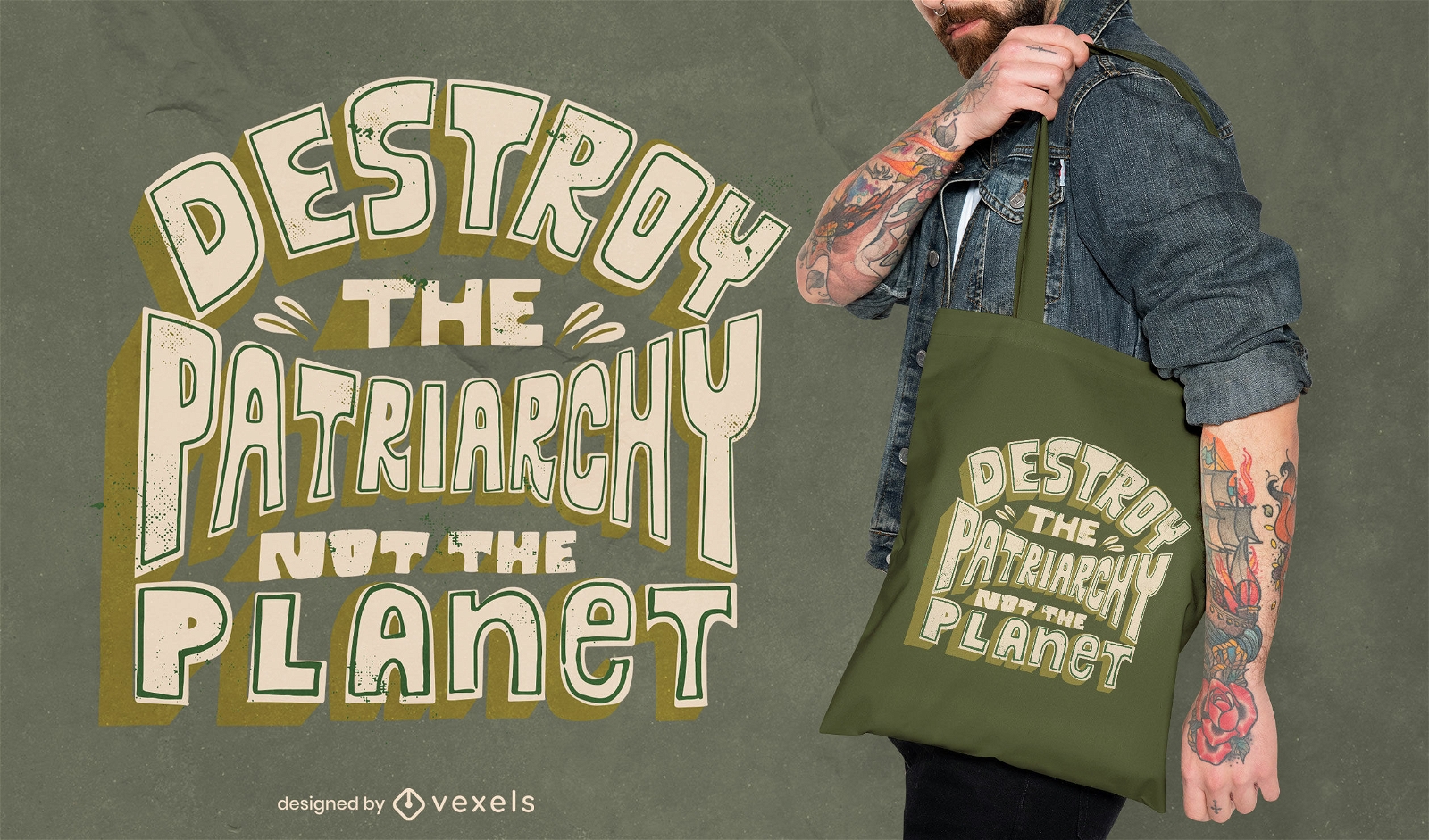 Destroy the patriarchy ecology tote bag design