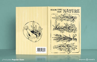 Design de capa de livro de ervas de bruxaria moderna
