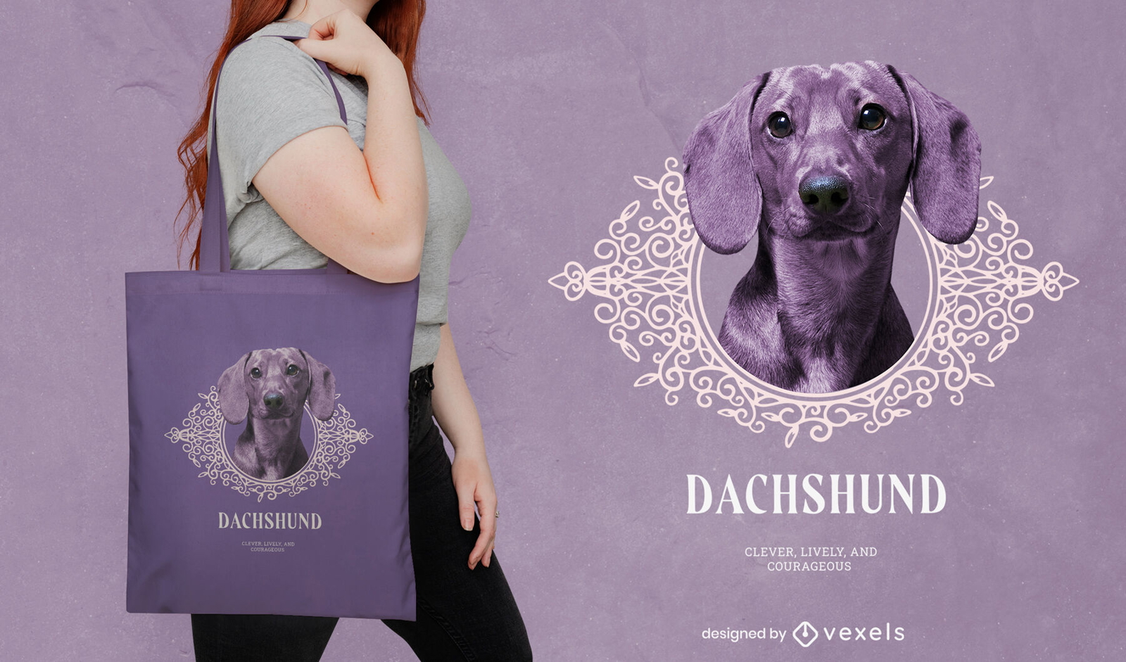 Dachshund dog tote bag design