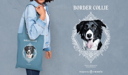 Border Collie dog tote bag design