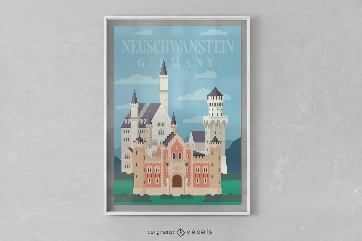 Diseño de cartel de castillo de princesa alemana.