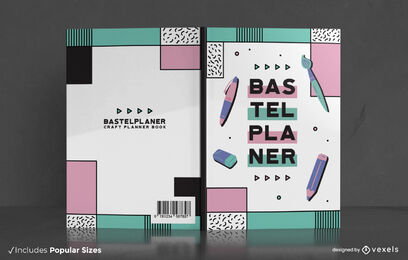 Planejador com design de capa de livro de material escolar