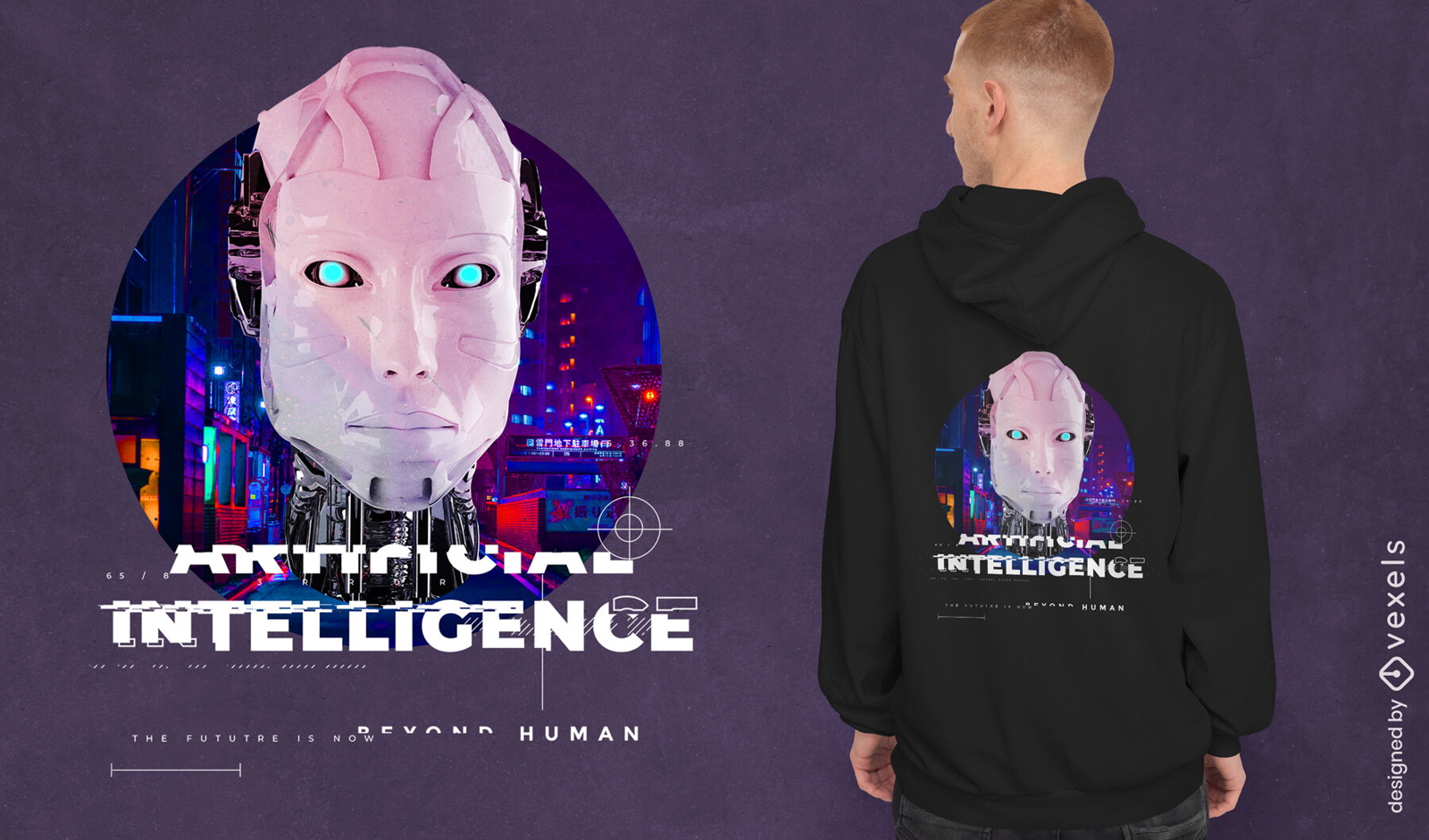 Design de camiseta PSD de rob? de intelig?ncia artificial