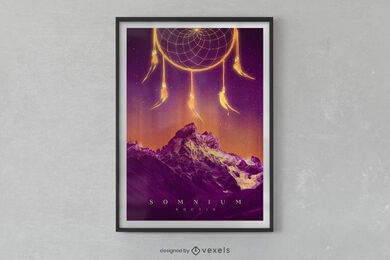 Dreamcatcher and mountain poster design