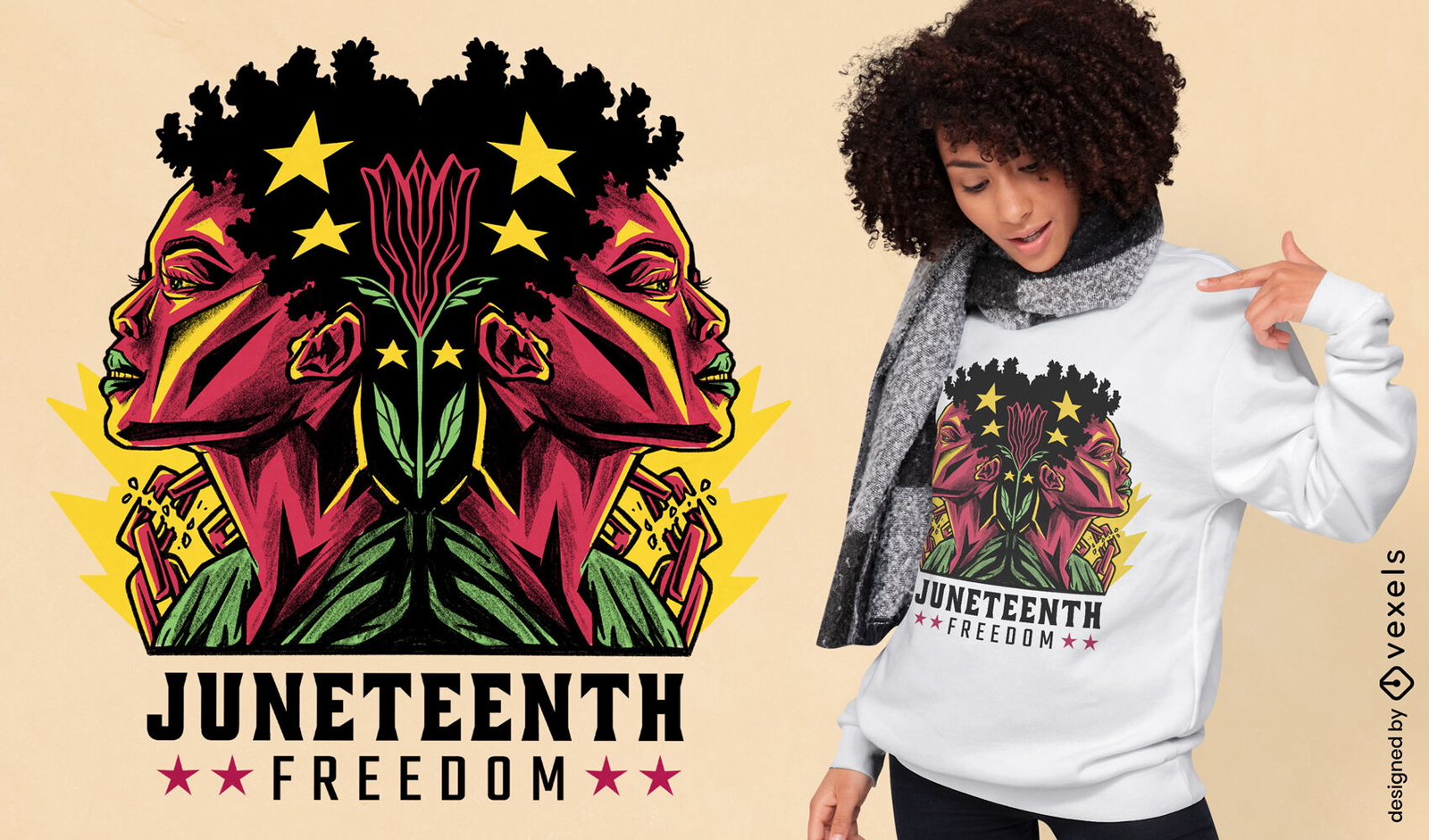 Diseño de camiseta de libertad de mujer de Juneteenth