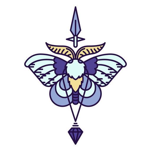 mariposa mágica de trazo de color Diseño PNG