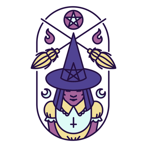 purple witch drawing  PNG Design