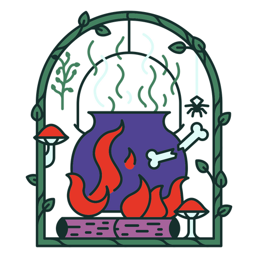 witchy blue cauldron PNG Design