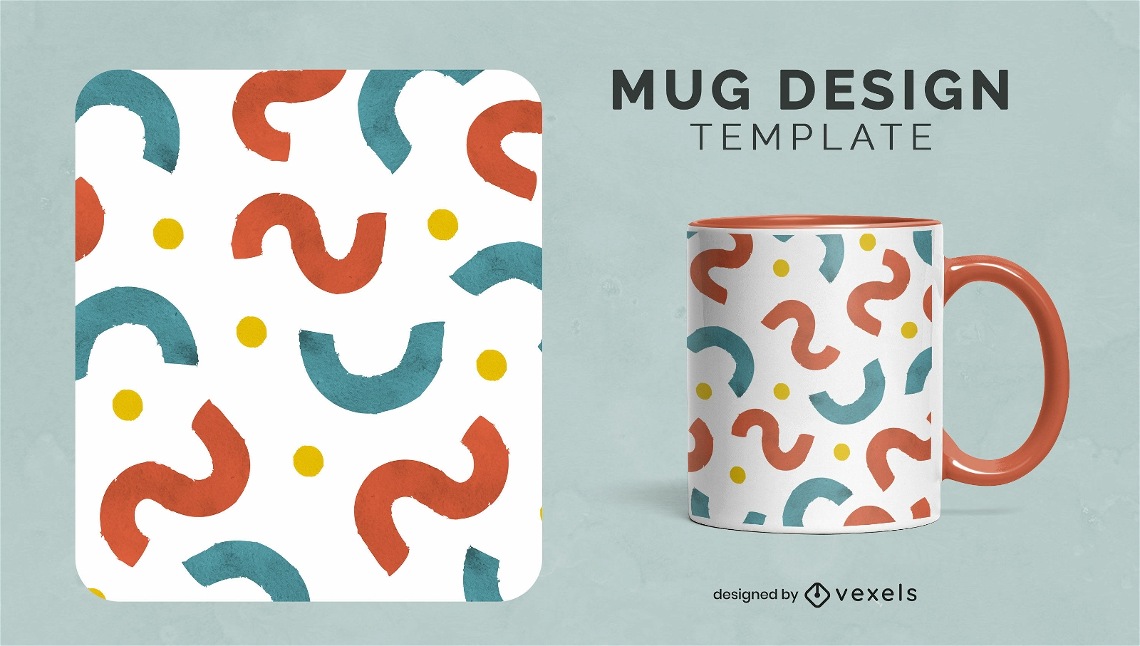 Colorful shapes pattern mug design