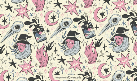 Mystisches modernes Hexenmusterdesign