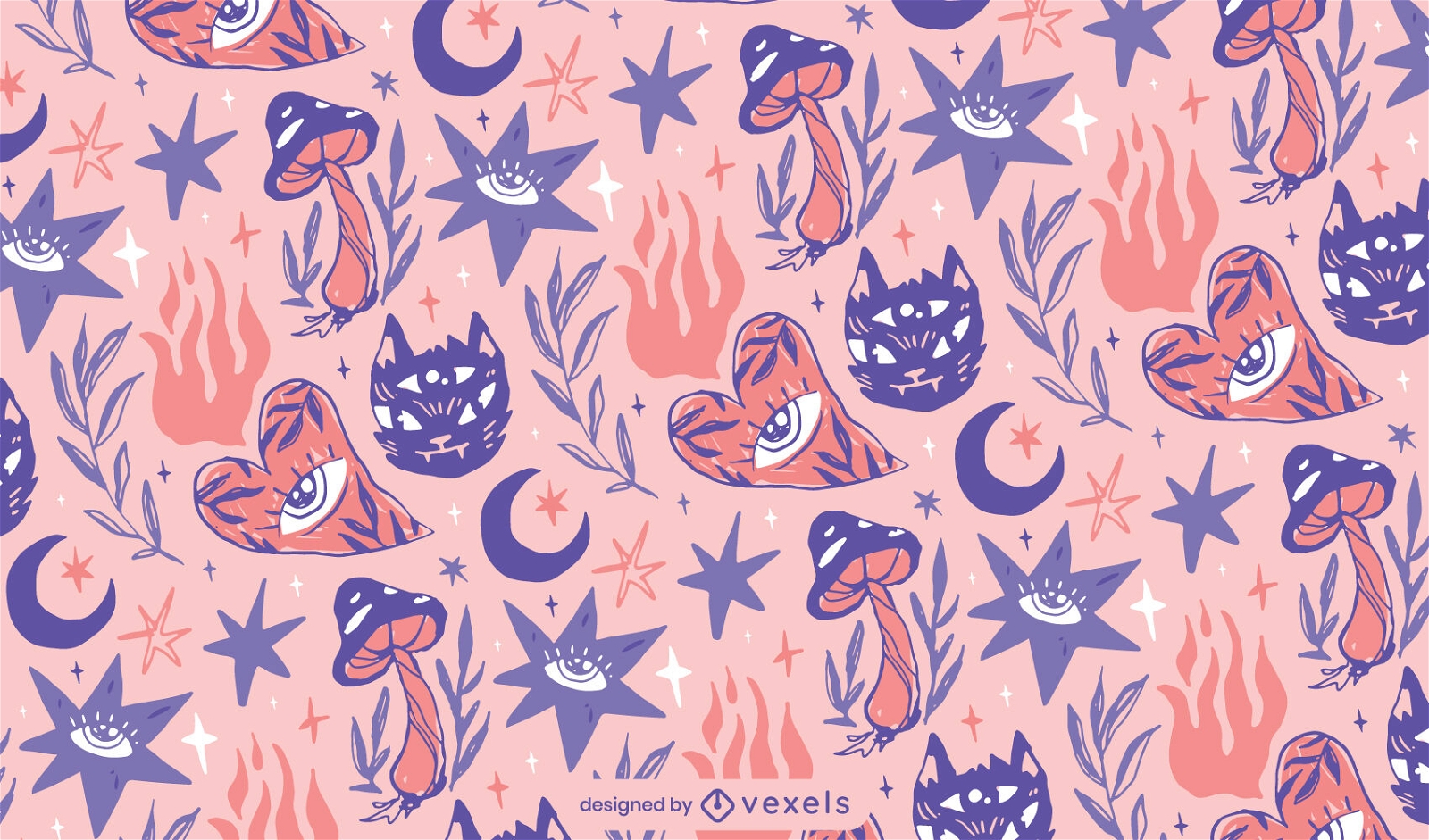 Mystical witchy elements pattern design