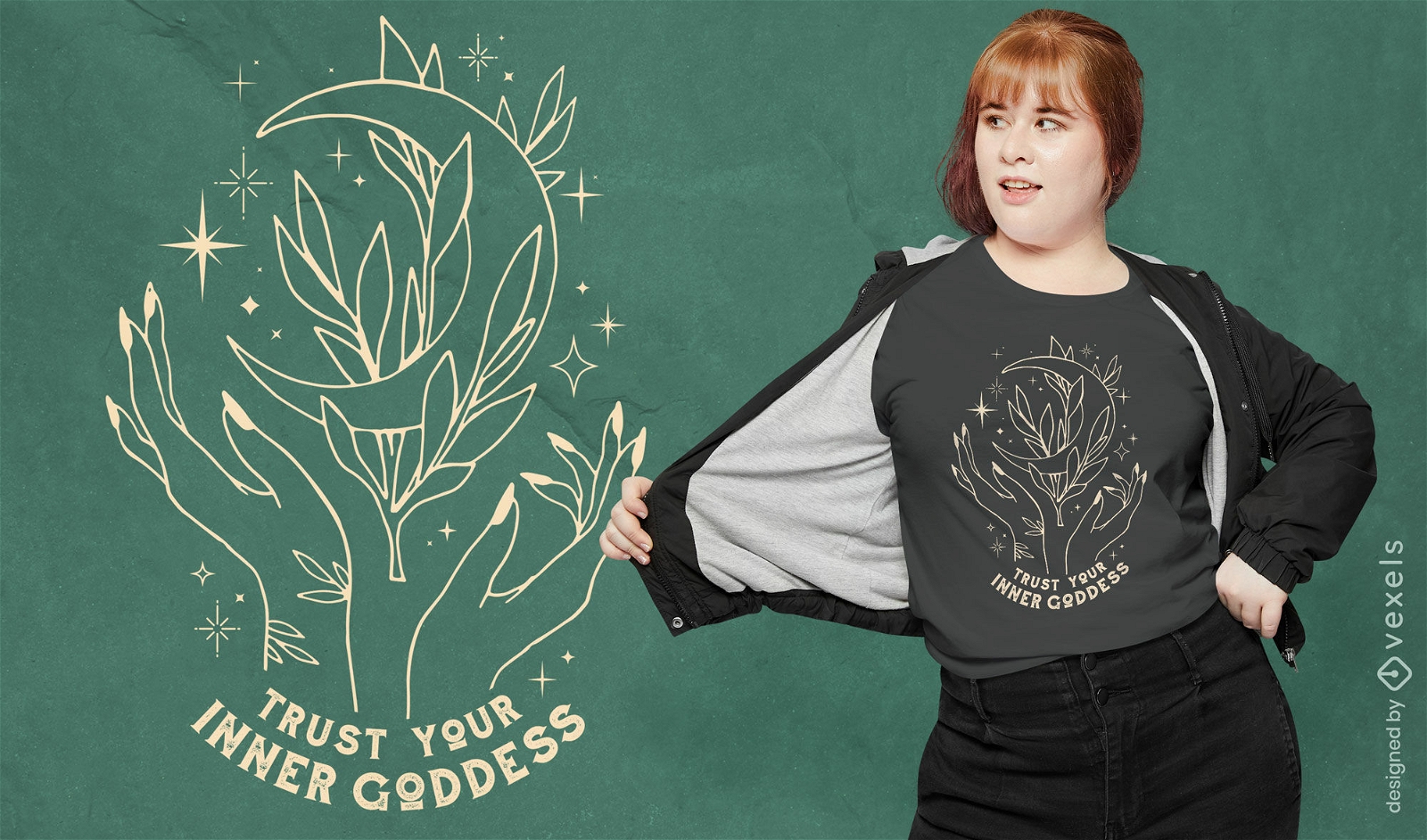 Diseño de camiseta mística de la diosa interior.