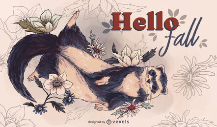 Ottertier in der Herbstillustration