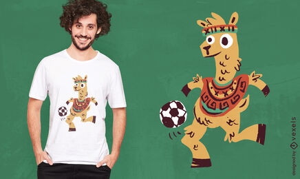 Peruvian soccer llama cartoon t-shirt design