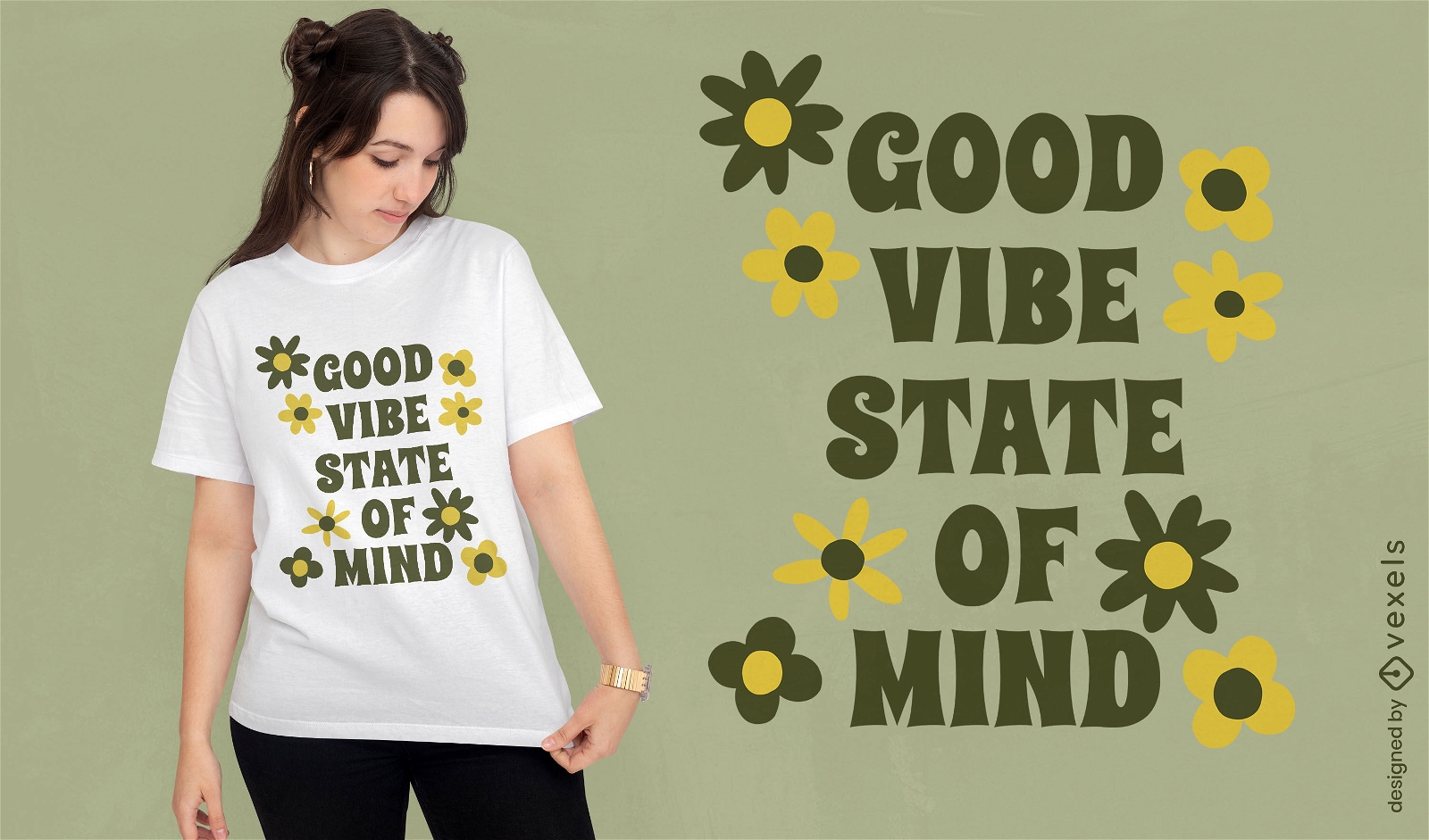 Design de camiseta de estado de espírito de boa vibração