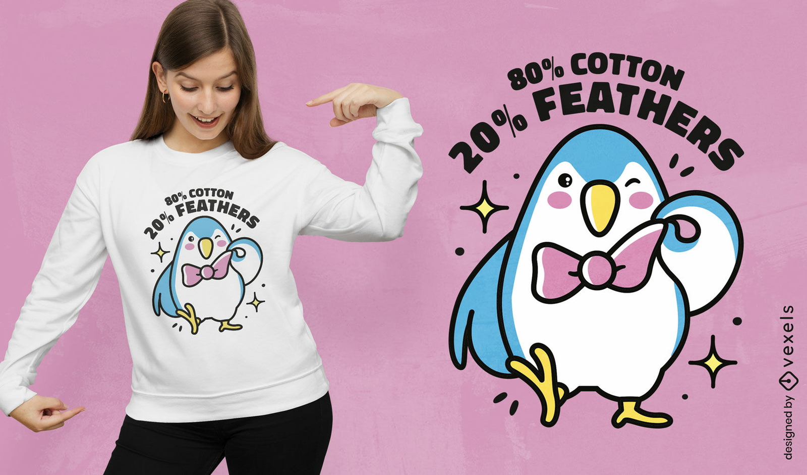 Pinguim bebê fofo com design de camiseta de gravata borboleta