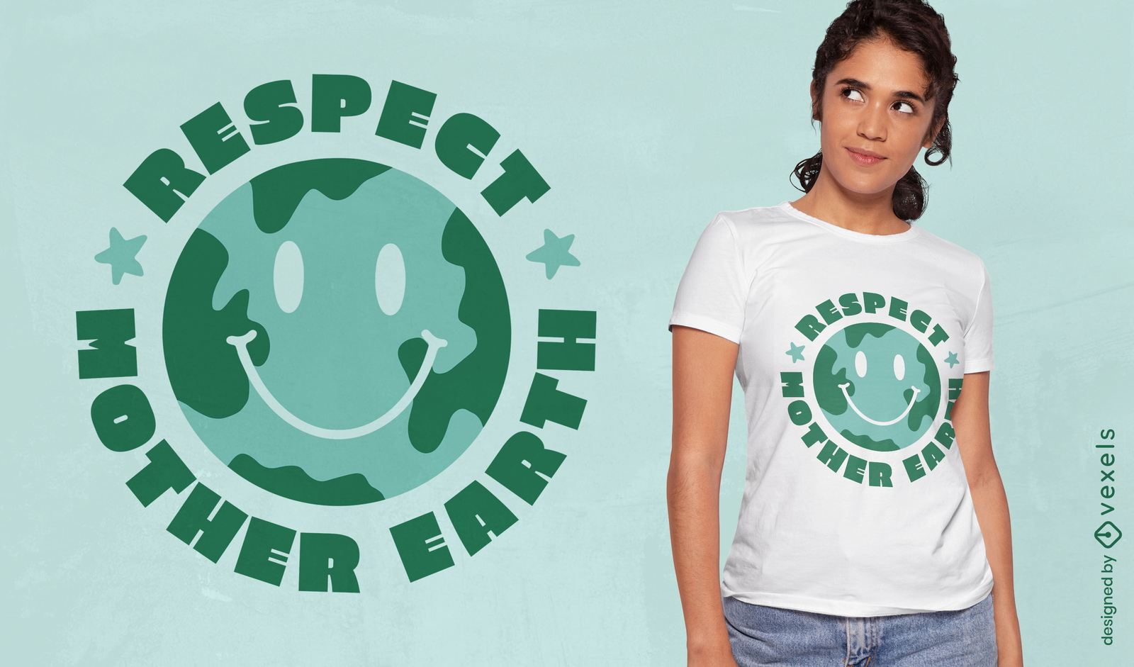 Diseño de camiseta con letras de Respeto a la Madre Tierra