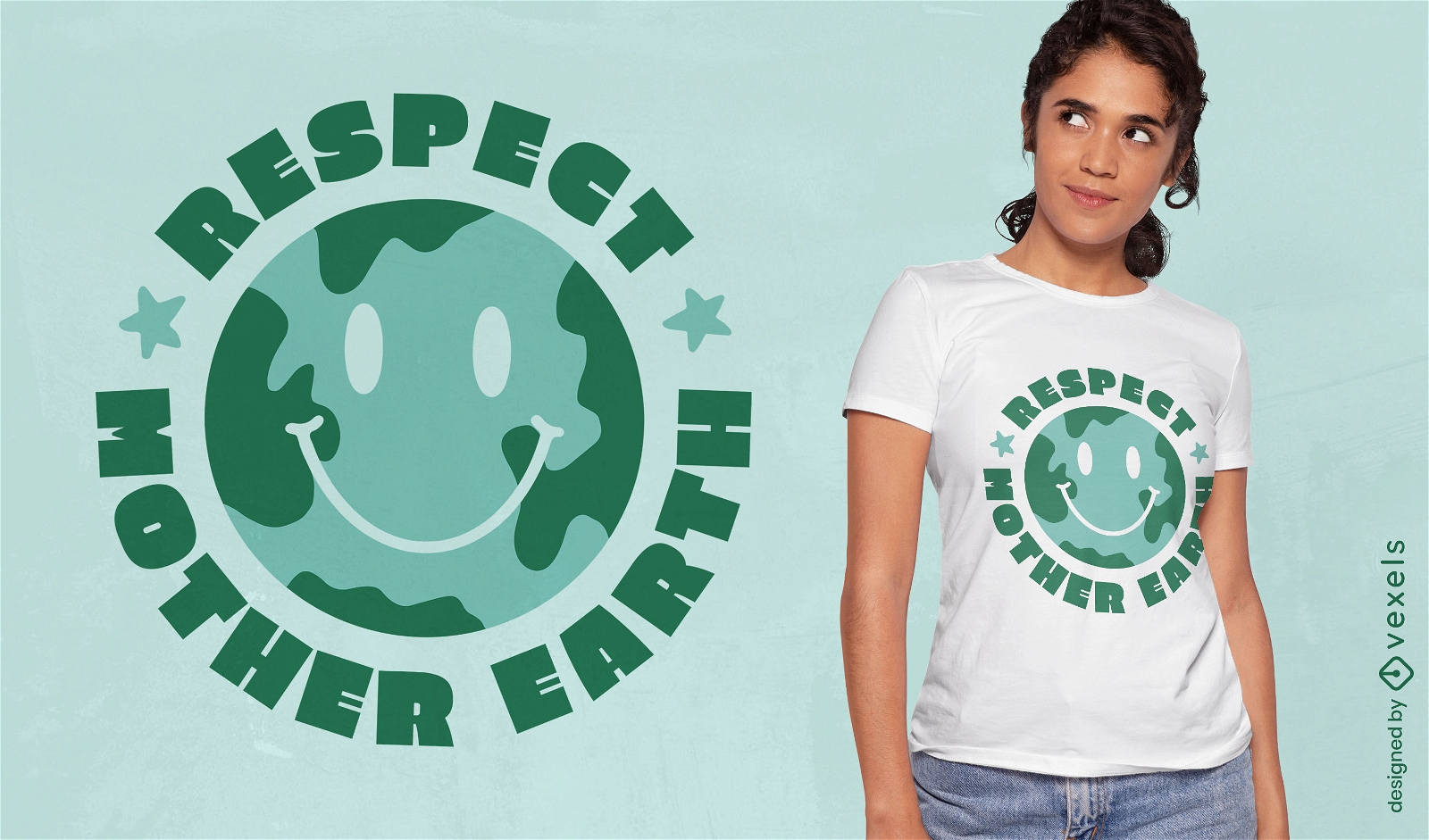 Respeite o design da camiseta com letras da Mãe Terra