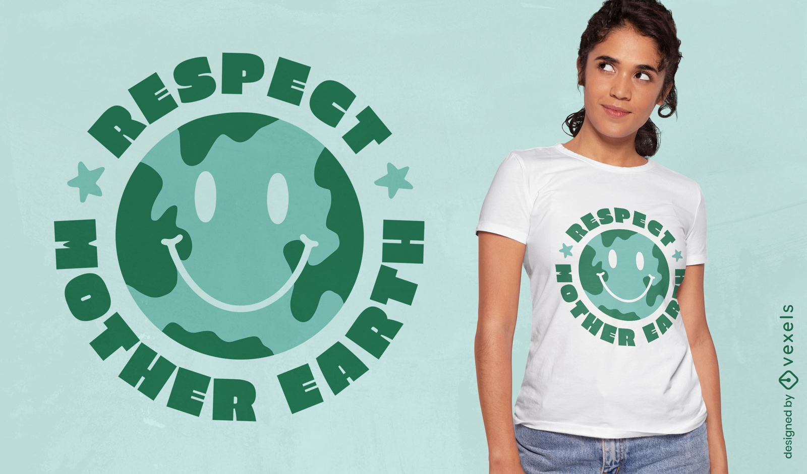 Respektieren Sie das T-Shirt-Design mit Mutter Erde-Schriftzug