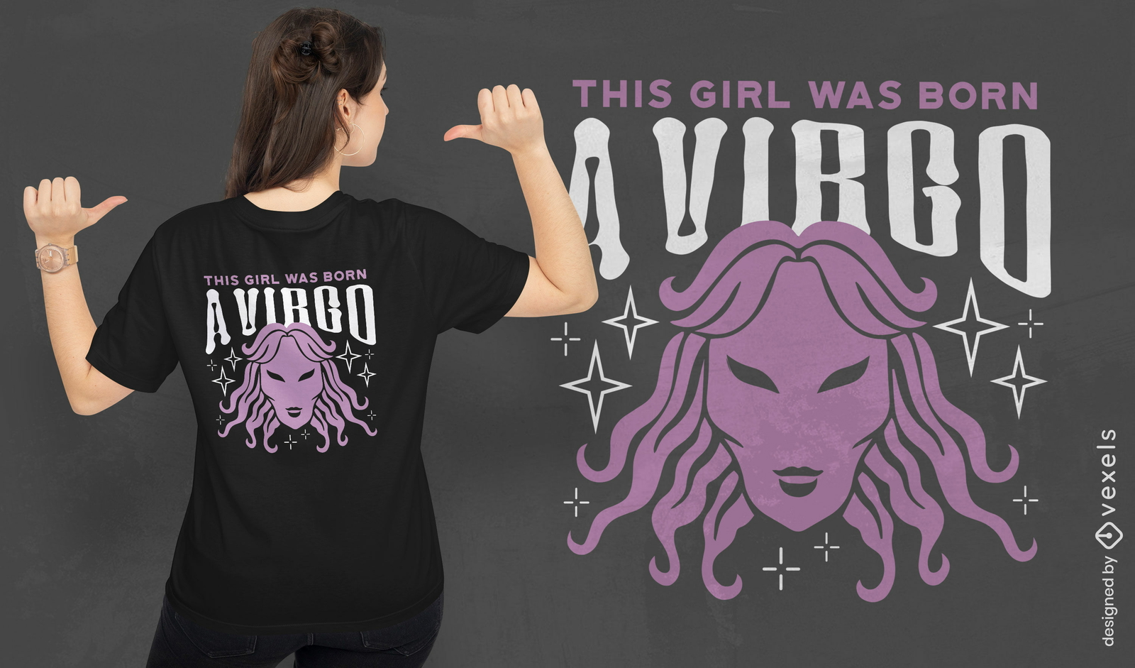 Design de camiseta para menina virgem nascida