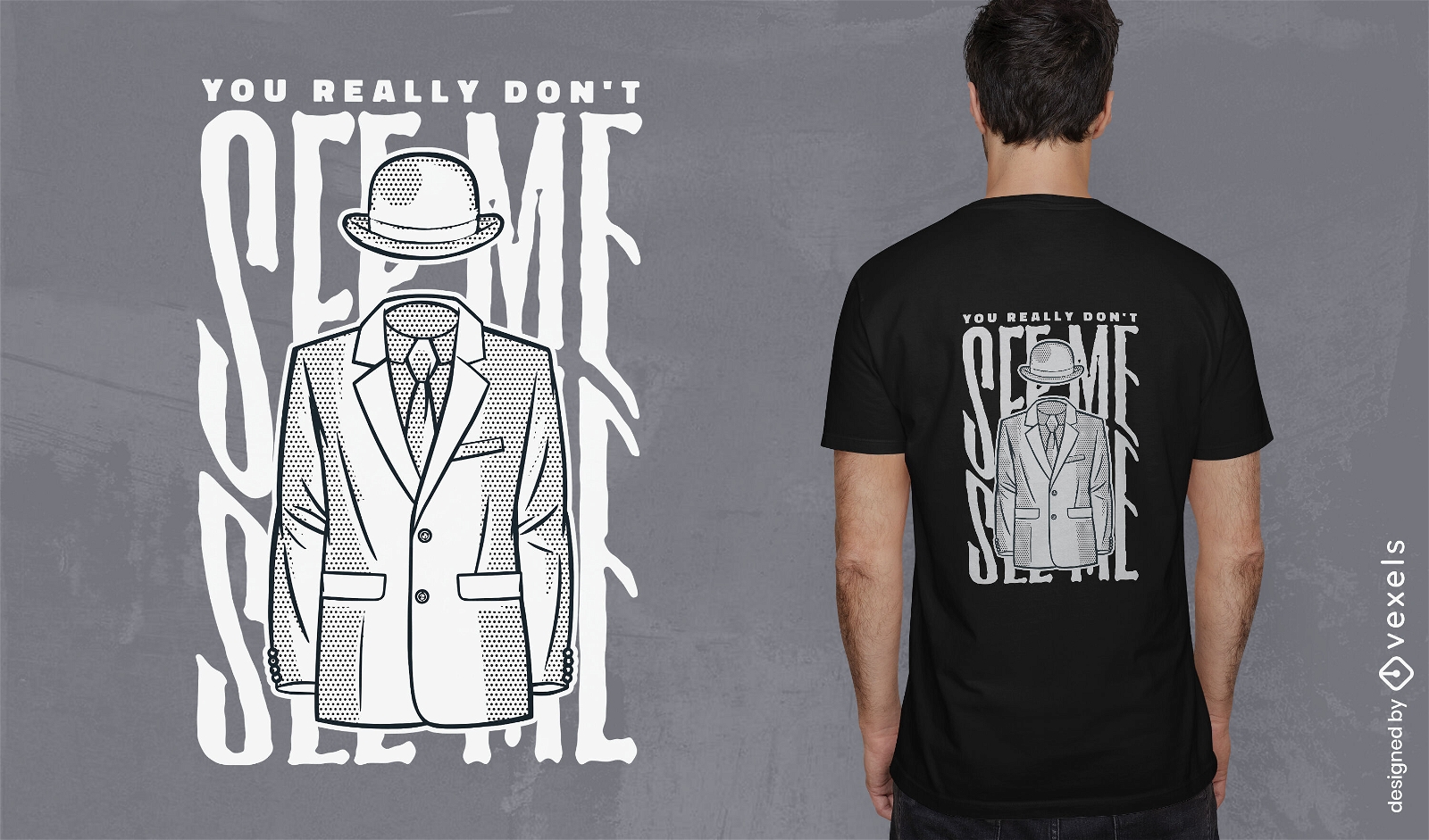 Diseño de camiseta de hombre invisible.
