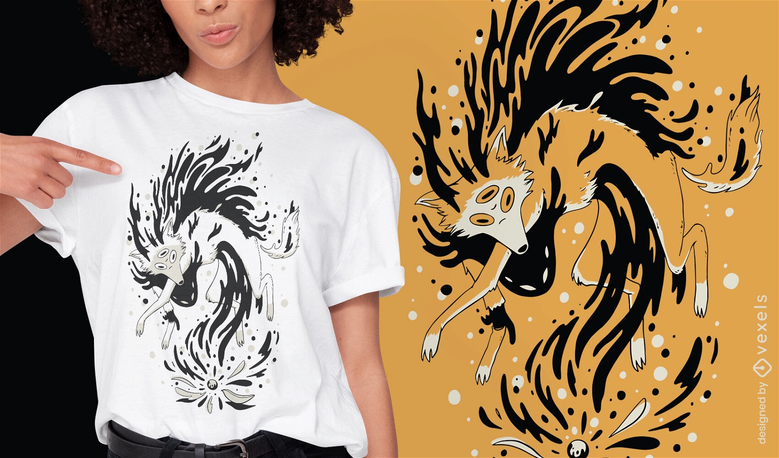 Design de camiseta mágica de animal lobo místico