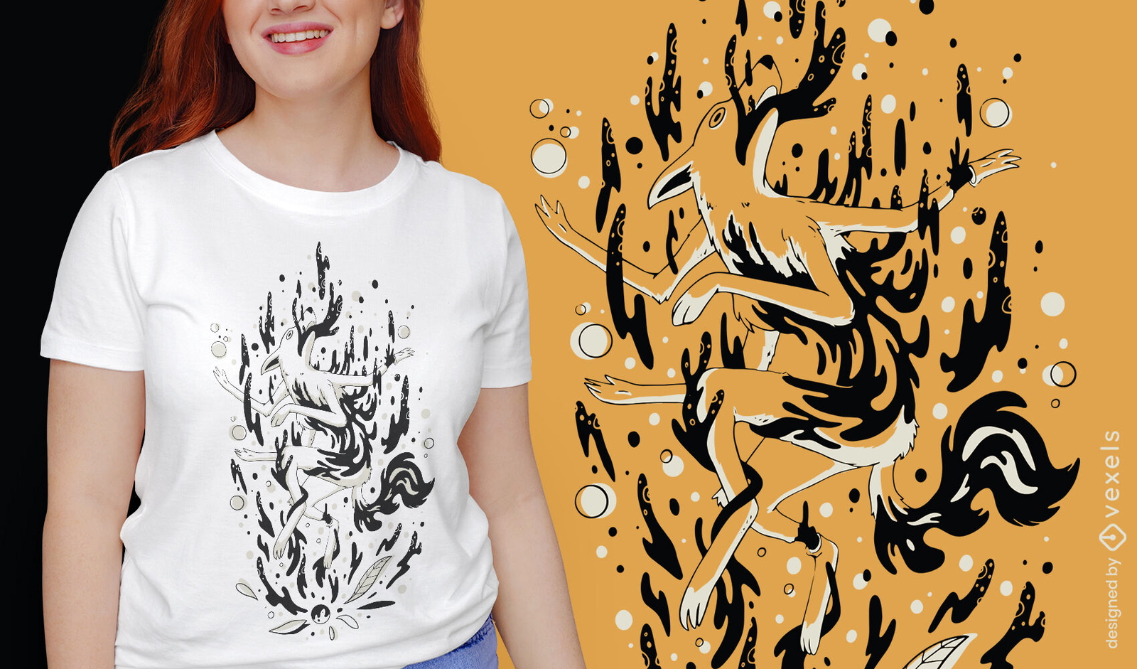 T-Shirt-Design für wilde Tiere des mystischen Wolfs