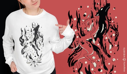 Diseño de camiseta de alma animal de lobo místico