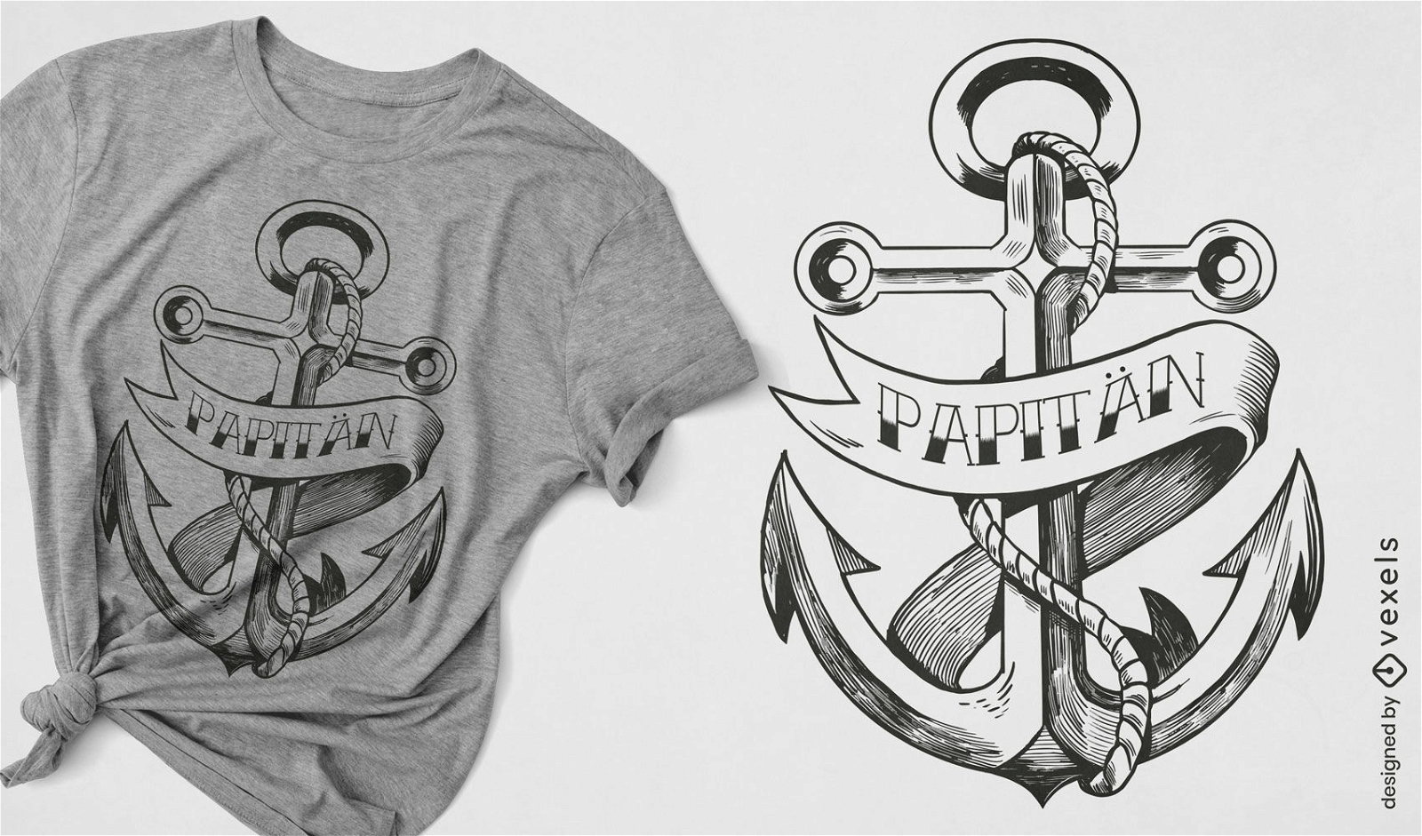 Ancla con diseño de camiseta náutica de cuerda.