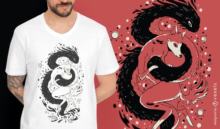 Magical wolf creature t-shirt design