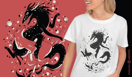 Good and evil wolves t-shirt design