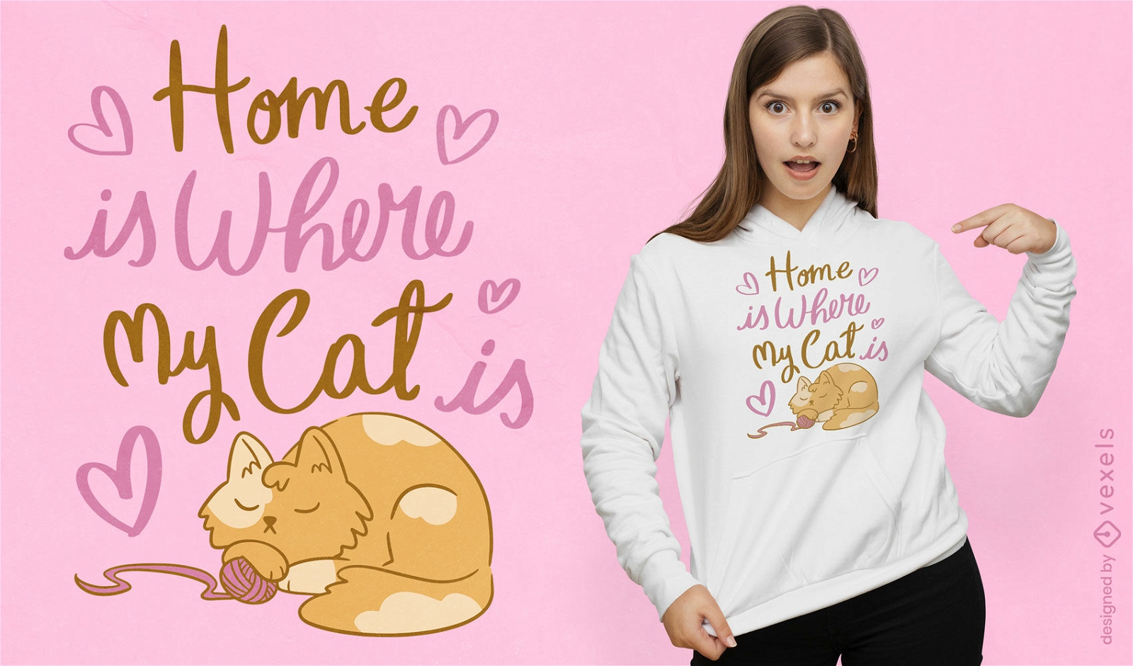 Home is my cat t-shirt design