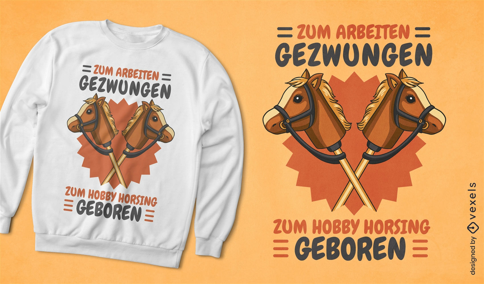 Dise?o de camiseta alemana de juguete con cabeza de caballo.