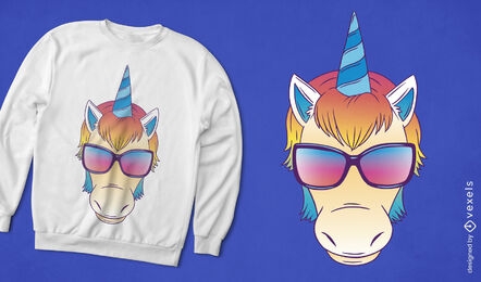 Unicorn sunglasses cartoon t-shirt design