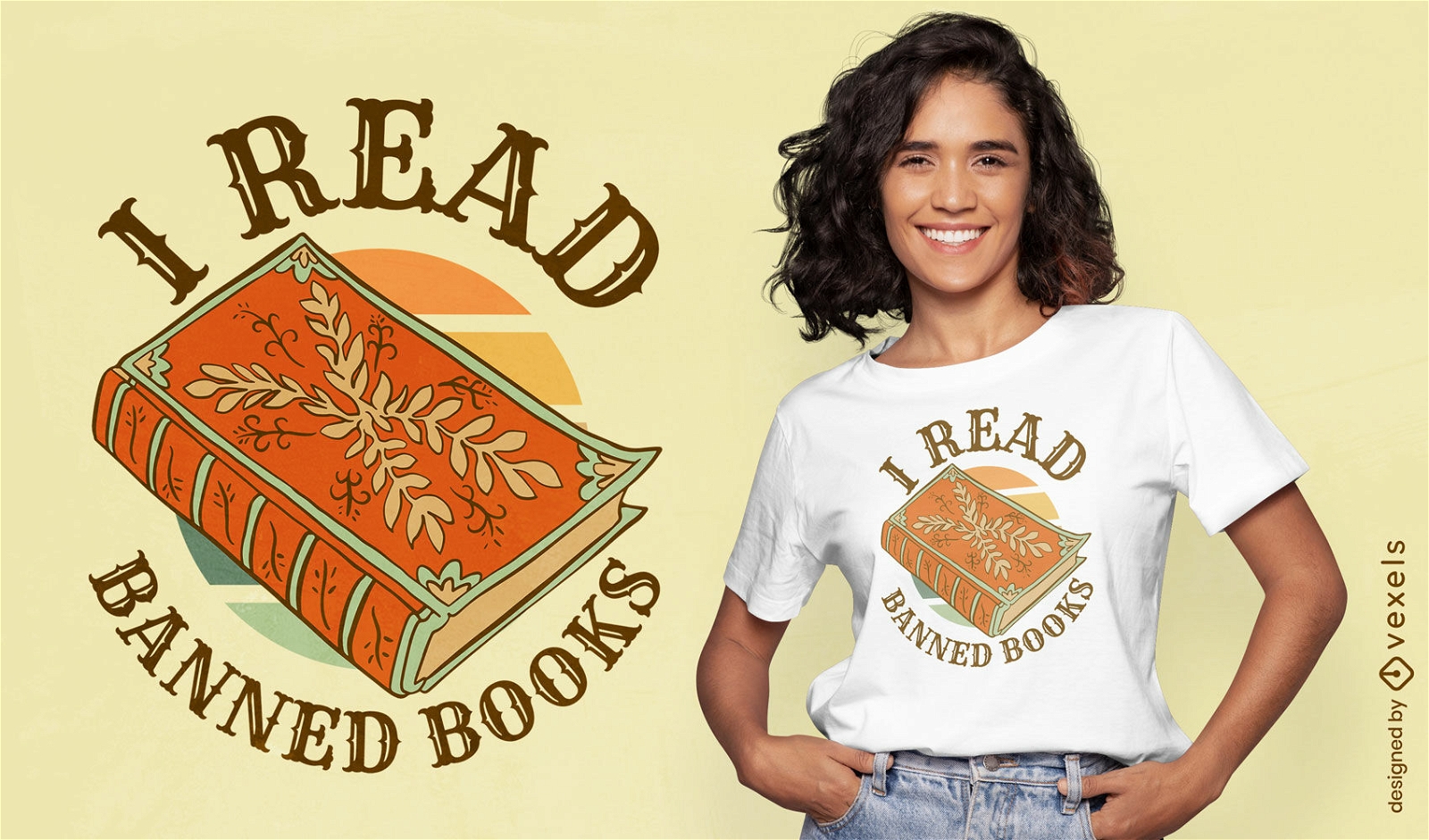 Dise?o de camiseta de portada de libro con hojas.