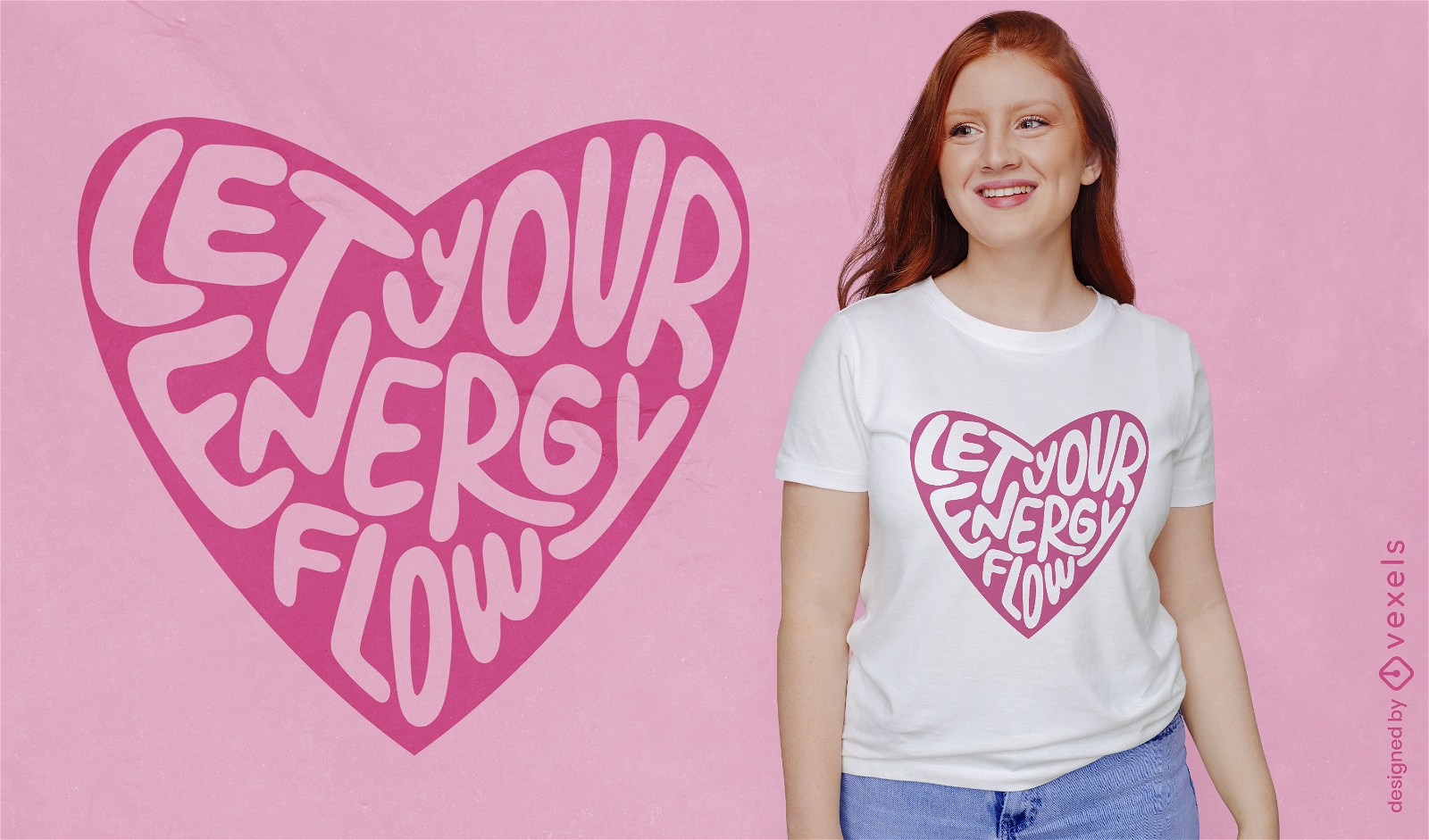 Deja que tu energía fluya diseño de camiseta de corazón.