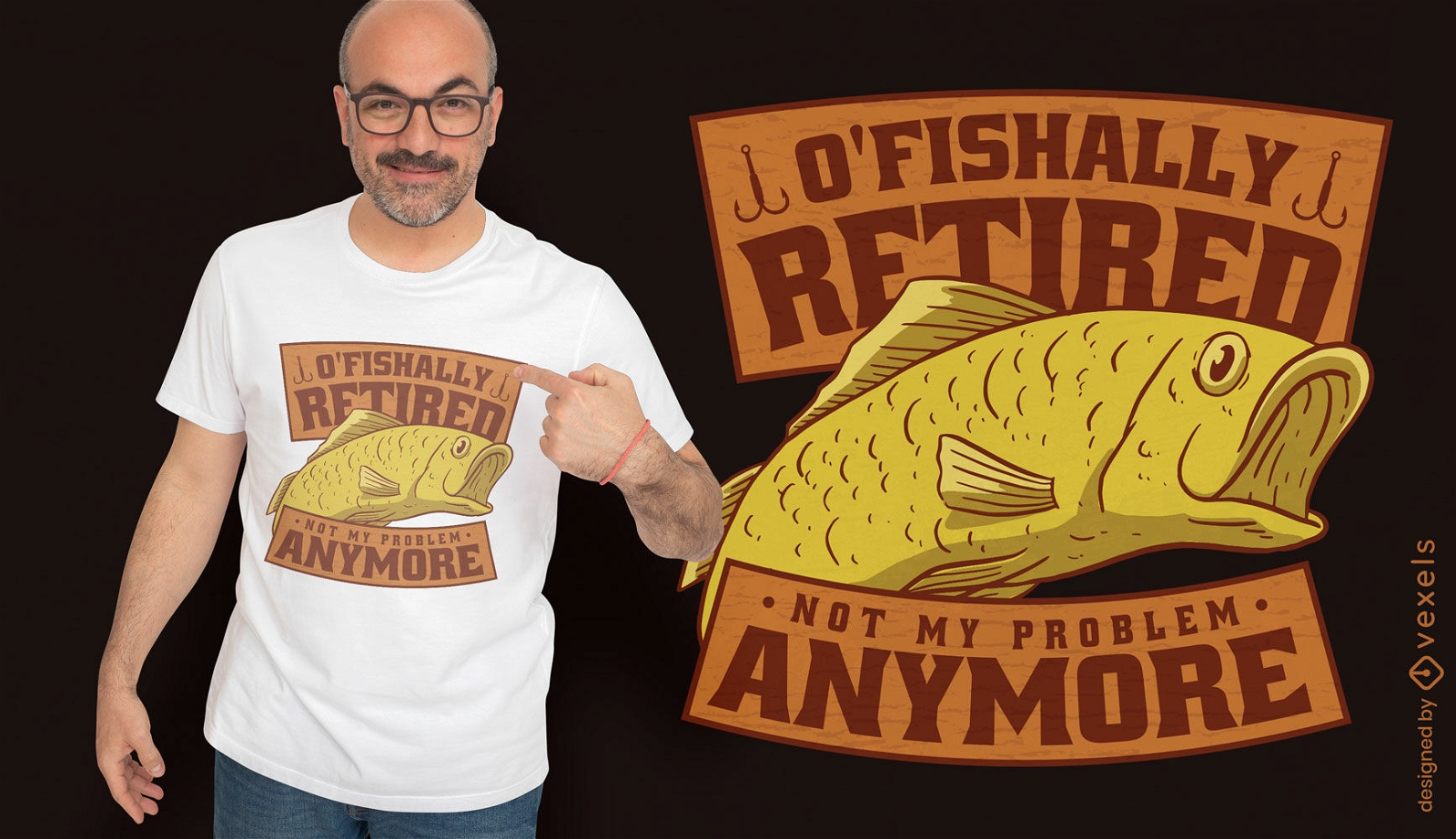 Diseño divertido de camiseta de cita retirada de pesca