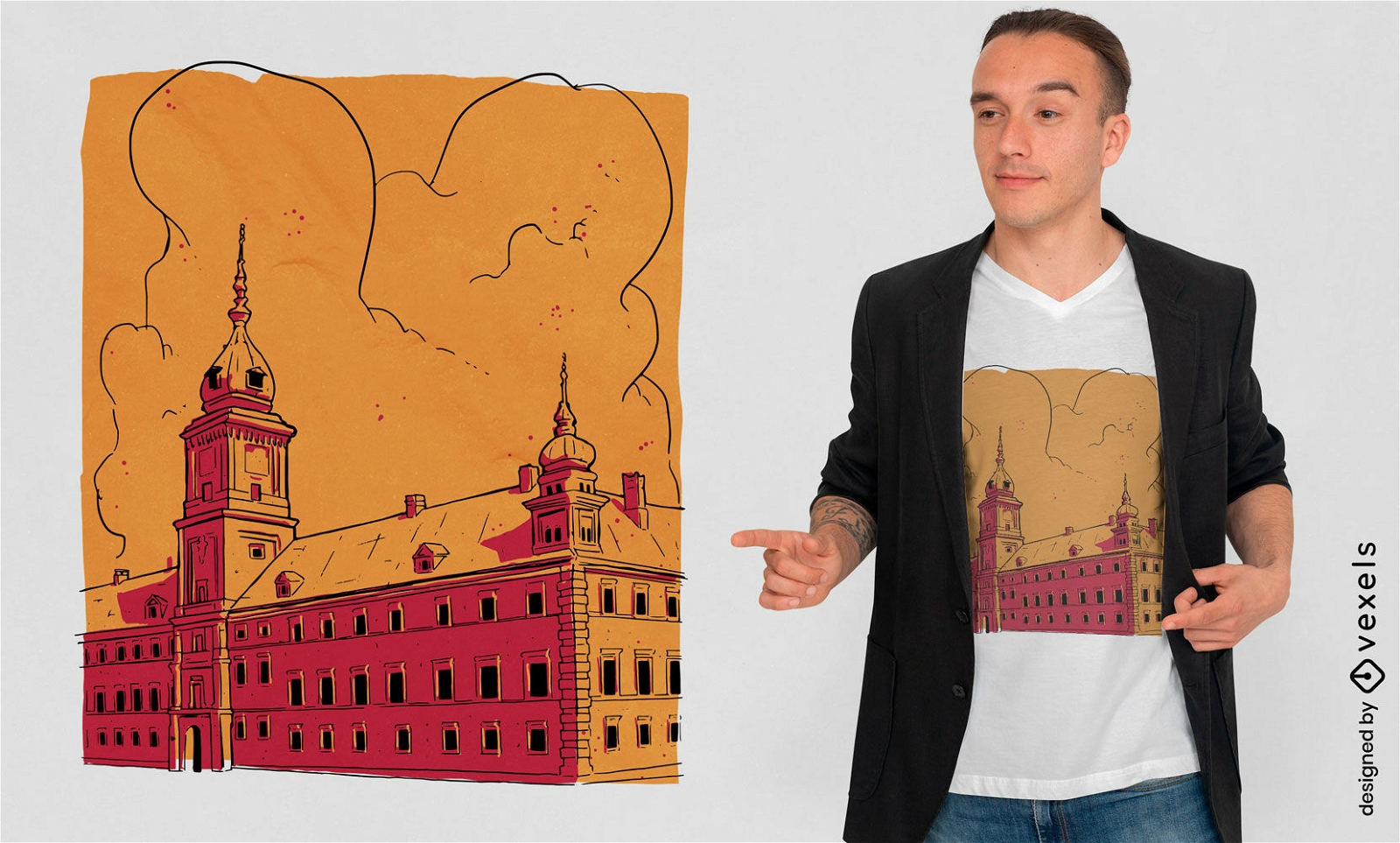 Construção em design de camiseta duotone de Varsóvia