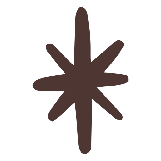 Dark brown eight pointed star PNG Design