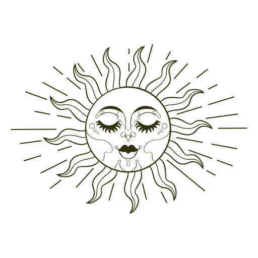 Sun filled stroke witchy PNG Design